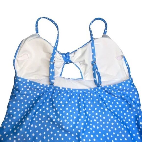 Jessica Simpson NWT blue and white polka dot tankini size S - Picture 13 of 16